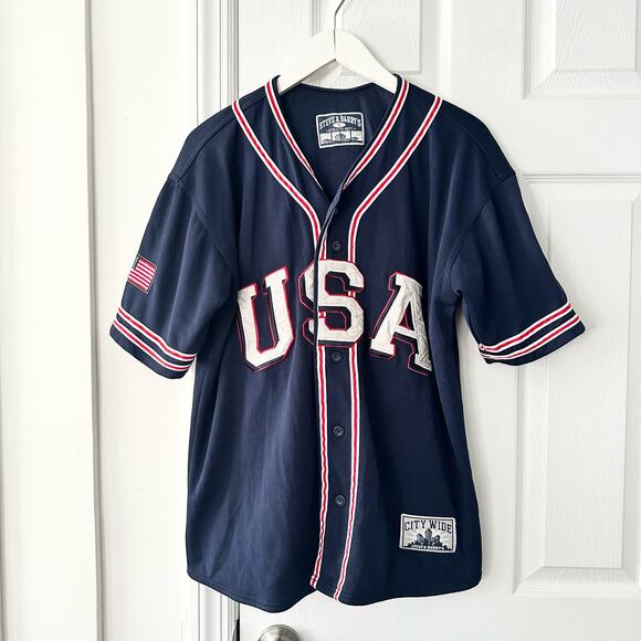 Steve & Barry's Other - Steve & Barry's Vintage Y2K Red White Blue USA Baseball Jersey City Wide Small